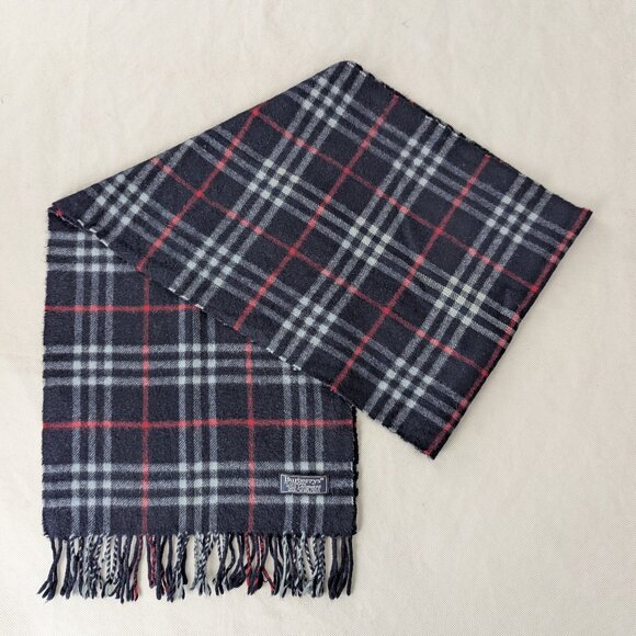 Burberry Designer Cashmere Scarf Blue Unisex – Used – Timeless Cold Weather Wear - Picture 1 of 10